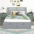 thumbnail image 1 of PAPROOS Full Bed with Storage, Heavy Duty Wood Platform Bed with Headboard and 2 Under-bed Drawers, Modern Full Size Bed Frame, No Box Spring Needed, Gray, 1 of 7