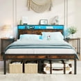 thumbnail image 1 of PAPROOS Full Size Bed Frame with Charging Station and LED Light, Metal Platform Bed with Under Bed Storage, No Box Spring Needed, Easy Assembly, Black, 1 of 8
