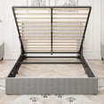 thumbnail image 1 of PAPROOS Full Size Bed Frame with USB Charging Station, Upholstered Platform Bed Frame with Gas Lift Storage Bed, Wingback Storage Headboard, No Box Spring Needed, Light Gray, 1 of 13