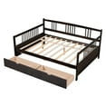 thumbnail image 1 of PAPROOS Full Size Daybed with Storage, Solid Wood Daybed with 2 Storage Drawers, Heavy Duty Daybed Frame, Living Room Sofa Bed, No Box Spring Needed, Espresso, 1 of 10