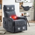 thumbnail image 1 of PAPROOS Rocker Recliner with Massage and Heat, Fabric 360°Swivel Rocker Recliner, Glider Rocking Chair for Nursery, Small Manual Recliner with Side Pocket for Home Theater Living Room, Blue, 1 of 10