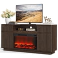 thumbnail image 1 of PAPROOS 64" Modern Fluted Fireplace TV Stand for TVs up to 70", 30" Electric Fireplace Entertainment Center with Storage Drawers, Walnut, 1 of 10