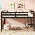 thumbnail image 1 of UHOMEPRO Twin Size Loft Bed, Solid Wood Loft Bed Frame with Wooden Slats, Modern Low Loft Bed for Boys Girls, No Box Spring Needed, Black, 1 of 8