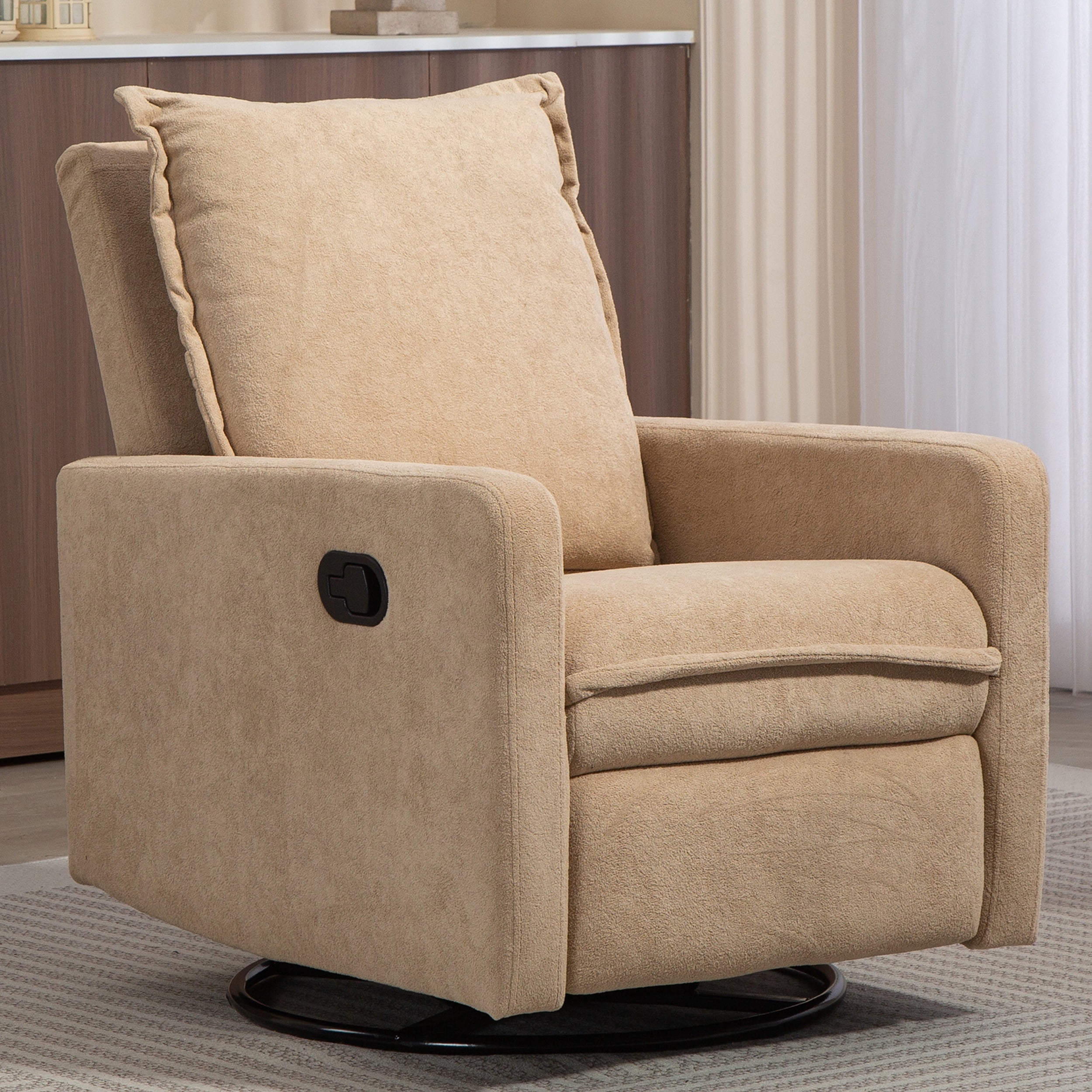 PAPROOS Swivel Rocker Recliner, Velvet 360° Swivel Rocking Recliner ...
