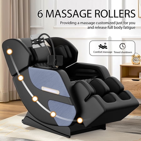 PAPROOS Massage Chair Recliner, Zero Gravity with Full Body Air Pressure, Shiatsu 4D Recliner with Heated Bluetooth Foot Roller Airbags Kneading