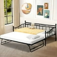 PAPROOS Twin Metal Daybed with PullUp Trundle for Adults, Adjustable