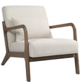 thumbnail image 1 of PAPROOS Mid-Century Modern Accent Chair, Velvet Fabric Arm Chair with Wood Frame and Pillow, Upholstered Armchair Comfort Reading Chair Lounge Chair for Living Room Bedroom Sunroom, White, 1 of 9