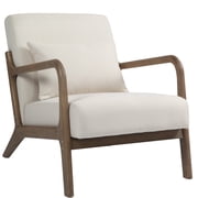 PAPROOS Mid-Century Modern Accent Chair, Velvet Fabric Arm Chair with Wood Frame and Pillow, Upholstered Armchair Comfort Reading Chair Lounge Chair for Living Room Bedroom Sunroom, White