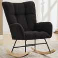 thumbnail image 1 of PAPROOS Modern Teddy Fabric Rocking Chair, Accent Rocker Chair with High Backrest for Nursery, Accent Glider Rocker for Living Room Bedroom Playroom, Black, 1 of 7