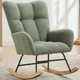 thumbnail image 1 of PAPROOS Modern Teddy Fabric Rocking Chair, Accent Rocker Chair with High Backrest for Nursery, Accent Glider Rocker for Living Room Bedroom Playroom,Green, 1 of 7
