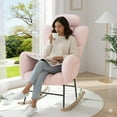 thumbnail image 1 of UHOMEPRO Modern Teddy Fabric Rocking Chair, Accent Rocker Chair with High Backrest, Accent Glider Rocker for Living Room Bedroom Playroom, Pink, 1 of 7