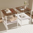 thumbnail image 1 of PAPROOS Nightstand Set of 2, Bedside Table with Metal Legs, Modern End Side Table with a Fabric Drawer and Shelf, Versatile Nightstand for Bedroom Sofa Entryway, Brown+White, 1 of 6