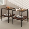 thumbnail image 1 of PAPROOS Nightstand Set of 2, Bedside Table with Metal Legs, Modern End Side Table with a Fabric Drawer and Shelf, Versatile Nightstand for Bedroom Sofa Entryway, Brown+Black, 1 of 6