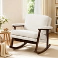 thumbnail image 1 of Rocking Chair, Paproos Velvet Upholstered Glider Rocker Chair with Cushion, Rocking Chair for Nursery, Reading Chair Armchair for Living Room Bedroom, White, 1 of 7