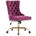 thumbnail image 1 of PAPROOS Vanity Chair, Swivel Home Office Chair, Ergonomic Home Desk Chair with Golden Metal Base, Adjustable Height, Velvet Upholstered Tufted Button Task Chair, Purple, 1 of 10