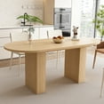 thumbnail image 1 of 63inch Oval Dining Table for 4-6, Paproos Modern Large Kitchen Table with Wooden Strip Base, Wood Dining Room Table for Office Dining Living Room, Meeting Reception Room, Natural(Only Table), 1 of 9