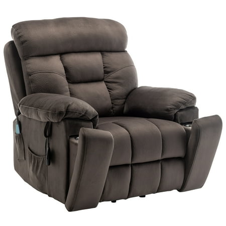 PAPROOS Oversized Electric Massage Lift Chair, Large Power Lift Recliner with Heat Therapy, Fabric Reclining Sofa with Remote, Hidden Cup Holder and Side Pocket for Elderly Seniors, Antique Brown