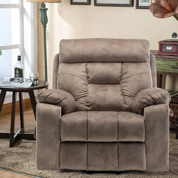 PAPROOS Oversized Electric Massage Lift Chair, Large Power Lift Recliner with Heat Therapy, Fabric Reclining Sofa with Remote, Hidden Cup Holder and Side Pocket for Elderly Seniors, Antique Brown