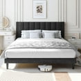 PAPROOS Queen Upholstered Frame with Rivet Decor Headboard, No Box
