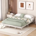 thumbnail image 1 of PAPROOS Queen Size Bed Frame, New Upgraded Wood Platform Bed with Strong Wooden Slats and Solid Wood Legs, Modern Floating Platform Bed Frame for Teens Adults, No Box Spring Needed, White Washed Color, 1 of 9