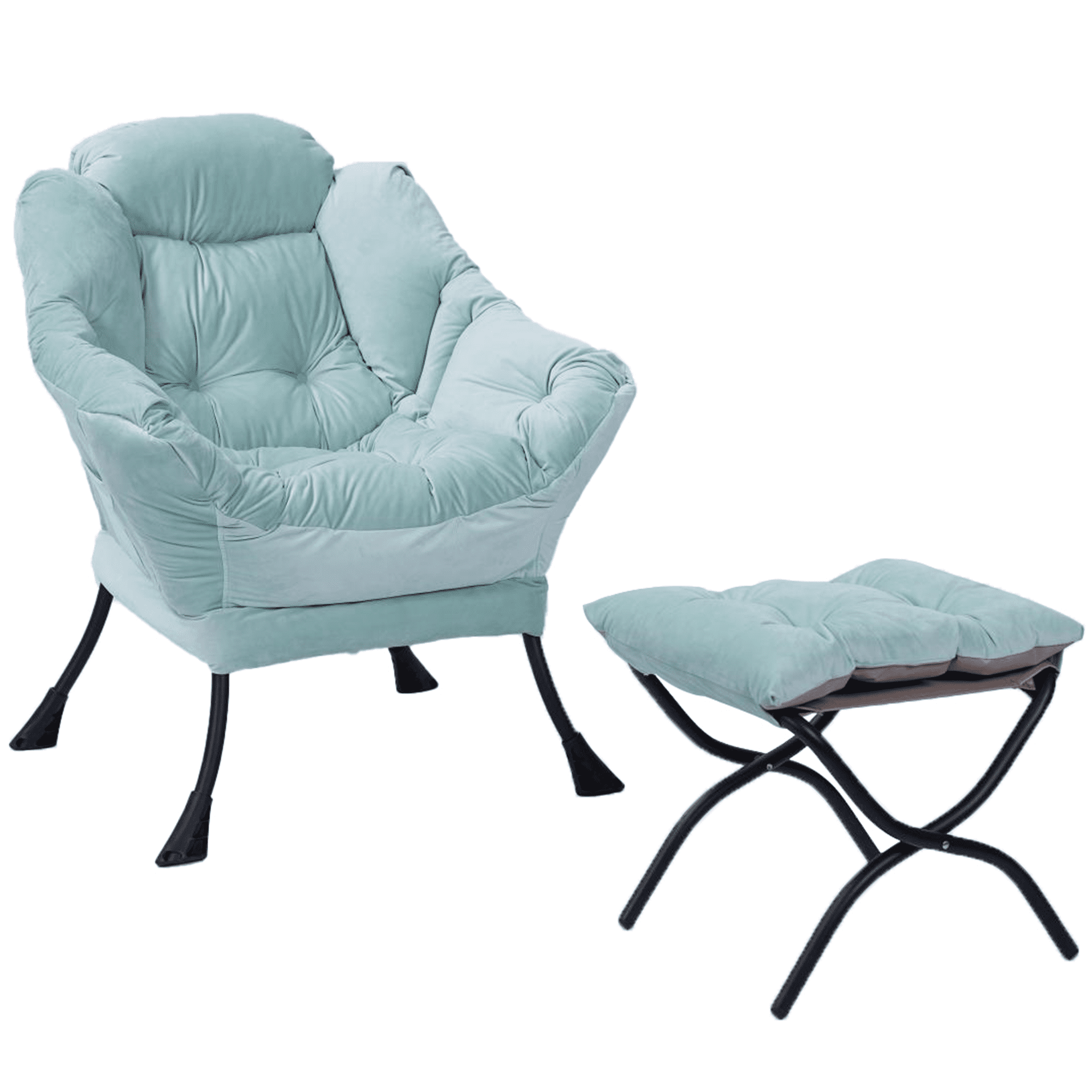 PAPROOS Reading Chair with Ottoman, Modern Lazy Chair Upholstered