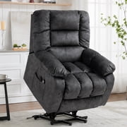 PAPROOS Recliner Chair, Electric Power Lift Recliner with Heat Therapy and Massage Function, Large Size Lift Chair with Remote and Side Pocket, Oversized Power Reclining Sofa, Gray Blue