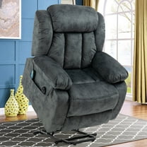 PAPROOS Recliner Chair, Electric Power Lift Recliner with Heat Therapy and Massage Function, Large Size Lift Chair with Remote and Side Pocket, Cup Holders, Oversized Power Reclining Sofa, Gray Blue
