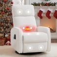 thumbnail image 1 of PAPROOS Swivel Rocker Recliner, Velvet 360°Swivel Rocking Chair with Massage and Heat, Glider Rocking Recliner for Nursery, Small Rocker Chair Manual Recliner for Home Theater Living Room, White, 1 of 8