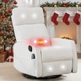 thumbnail image 1 of PAPROOS Swivel Rocker Recliner, Velvet 360°Swivel Rocking Chair with Massage and Heat, Glider Rocking Recliner for Nursery, Small Rocker Chair Manual Recliner for Home Theater Living Room, White, 1 of 9
