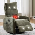 thumbnail image 1 of PAPROOS Rocker Recliner with Heat and Massage, Fabric 360°Swivel Rocker Recliner, Glider Rocking Chair for Nursery, Small Manual Recliner with Side Pocket for Home Theater Living Room, Green, 1 of 8