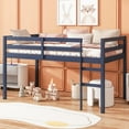 thumbnail image 1 of PAPROOS Solid Wood Twin-Size Low Loft Bed with Ladder, Blue, 1 of 7