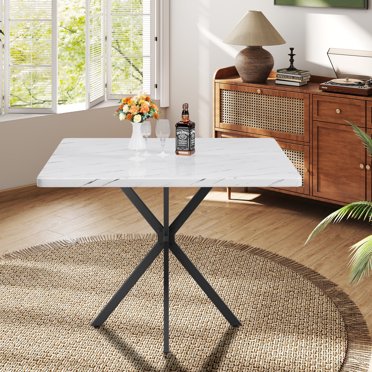 Roundhill Furniture Modern Kitchen Noyes Metal Dining Table with ...
