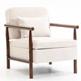 thumbnail image 1 of PAPROOS Accent Chair with Storage, Mid Century Corduroy Reading Chair with Pillow, Wood Frame Upholstered Armchair for Living Room Bedroom, White, 1 of 10