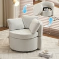 thumbnail image 1 of PAPROOS Swivel Barrel Accent Chair, 360° Swivel Chairs with Storage and Removable Throw Pillow, Single Sofa Armchair Comfy Round Sofa Chair for Living Room Bedroom, Teddy Ivory, 1 of 12