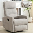 thumbnail image 1 of 360°Swivel Rocker Recliner, PAPROOS Small Rocking Recliner Chair, Home Theater Recliner with 2 Side Pockets, Nursery Glider Recliner, Manual Recliner for Adults for Living Room,   Light Gray, 1 of 9