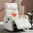 thumbnail image 1 of PAPROOS Rocker Recliner with Heat and Massage, Fabric 360°Swivel Rocker Recliner, Glider Rocking Chair for Nursery, Small Manual Recliner with Side Pocket for Home Theater Living Room, Beige, 1 of 8