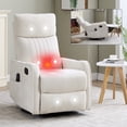 thumbnail image 1 of PAPROOS Rocker Recliner with Heat and Massage, Fabric 360°Swivel Rocker Recliner, Glider Rocking Chair for Nursery, Small Manual Recliner with Side Pocket for Home Theater Living Room, Beige, 1 of 10