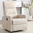 thumbnail image 1 of 360°Swivel Rocker Recliner, PAPROOS Small Rocking Recliner Chair for Small Spaces, Home Theater Recliner with 2 Side Pockets, Nursery Glider Recliner, Manual Recliner for Adults for Living Room,Beige, 1 of 8