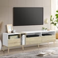thumbnail image 1 of PAPROOS TV Stand for 75 inch tv, TV Cabinet with 3 Drawers, TV Console Table with Open Shelves, Entertainment Center TV Stand for Living Room, Office, White, 1 of 7