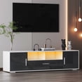 thumbnail image 1 of LED TV Stand for 65 inch TVs, PAPROOS Entertainment Center with RGB LED Light & Storage Shelf, Modern High Gloss TV Cabinet Media Console for Living Room, Gray & White, 1 of 9