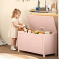 thumbnail image 1 of PAPROOS Toy Box for Boys Girls, Wooden Kids Toy Chest with Storage Bench and Safety Hinged Lid, Modern Toy Storage Organizer for Living Room, Bedroom, Toddler Room, Pink, 1 of 11