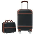 thumbnail image 1 of PAPROOS Travel Luggage Set of 2, 20in Hardside Suitcase with Cosmetic Case, Lightweight Suitcase Set with Spinner Wheels, Expandable Hardshell Luggage Sets, Black, 1 of 8