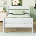thumbnail image 1 of PAPROOS Twin Bed Frame, Solid Wood Platform Bed with Headboard and Footboard, Modern Twin Bed Frame with Wooden Slats Support, No Box Spring Needed, White, 1 of 12