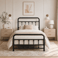 thumbnail image 1 of PAPROOS Twin Bed Frame with Headboard and Footboard, Metal Platform Bed with Under Bed Storage, No Box Spring Needed, Noise Free, Black, 1 of 11