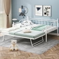 thumbnail image 1 of PAPROOS Twin Metal Daybed with Pop Up Trundle Bed, Heavy-Duty Steel Daybed for Bedroom Living Room, Modern Twin Size Daybed Frame with Adjustable Trundle, No Box Spring Needed, White, 1 of 9