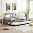 thumbnail image 1 of PAPROOS Twin Size Daybed with Trundle Included, Heavy Duty Metal Daybed Frame with Pull-out Trundle Bed, No Box Spring Needed, Black, 1 of 9