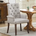 thumbnail image 1 of PAPROOS Upholstered Dining Chair, Chenille Fabric Tufted Dining Room Chair with Curved Solid Wood Legs, Modern Accent Dining Chair with Arm, Armchair for Kitchen, Living Room, Beige, 1 of 10