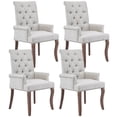 thumbnail image 1 of PAPROOS Upholstered Dining Chairs Set of 4, Chenille Fabric Tufted Dining Room Chair with Curved Solid Wood Legs, Modern Accent Dining Chair with Arm, Armchair for Kitchen, Living Room, Beige, 1 of 11
