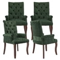 thumbnail image 1 of PAPROOS Upholstered Dining Chairs Set of 4, Chenille Fabric Tufted Dining Room Chair with Curved Solid Wood Legs, Modern Accent Dining Chair with Arm, Armchair for Kitchen, Living Room, Olive Green, 1 of 11