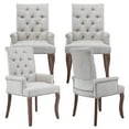 thumbnail image 1 of PAPROOS Upholstered Dining Chairs Set of 4, Chenille Fabric Tufted Dining Room Chair with Curved Solid Wood Legs, Modern Accent Dining Chair with Arm, Armchair for Kitchen, Living Room, Beige, 1 of 10